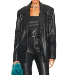 WeWoreWhat Black Faux Leather Blazer XS